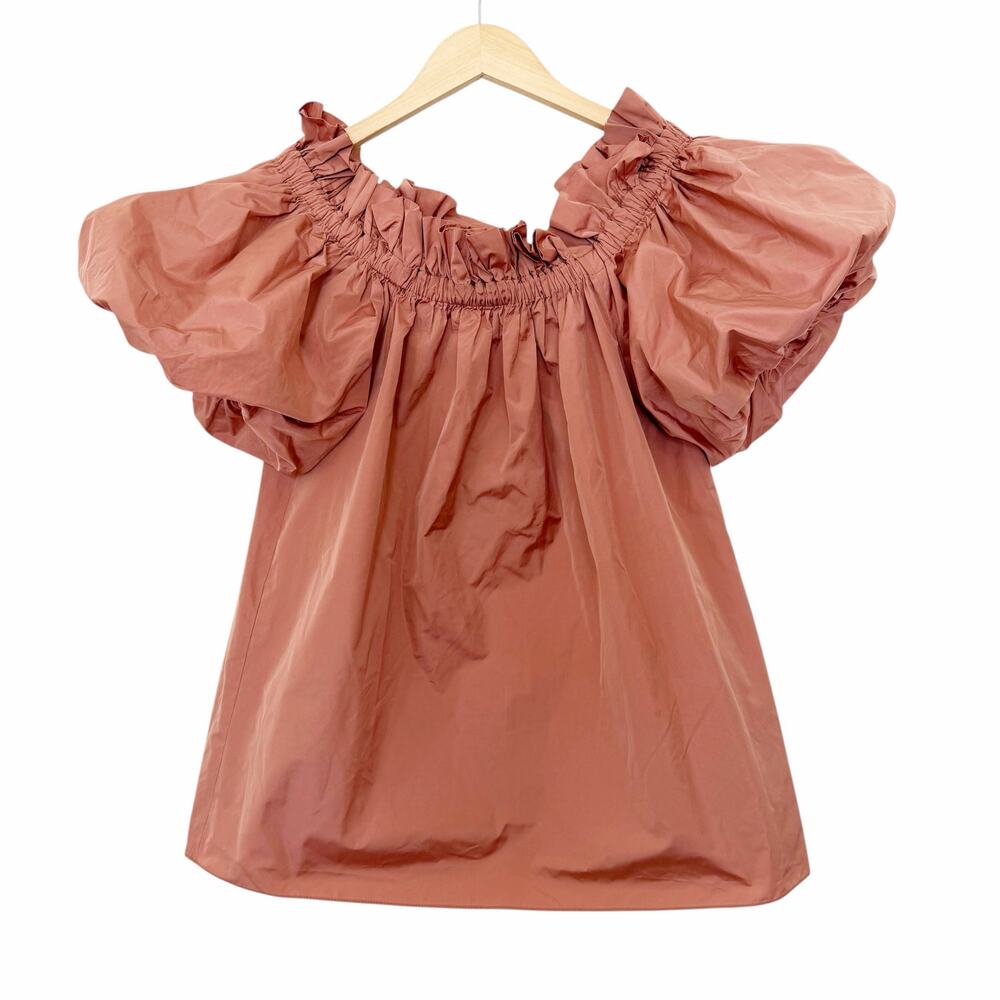Max Mara Antique Rose Angio Puff Sleeve Silk Blend Blouse Sz 8